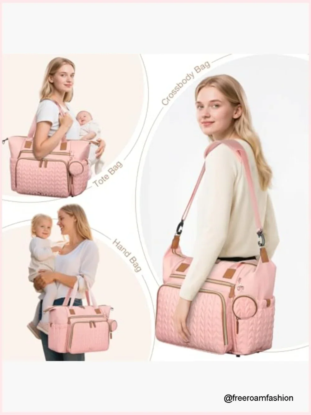 Large Waterproof Diaper Bag Tote with Changing Pad, Travel Hospital Bag, 16